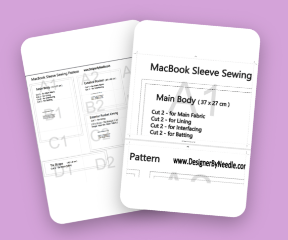 MacBook Sleeve Sewing Pattern 37 x 27 cm