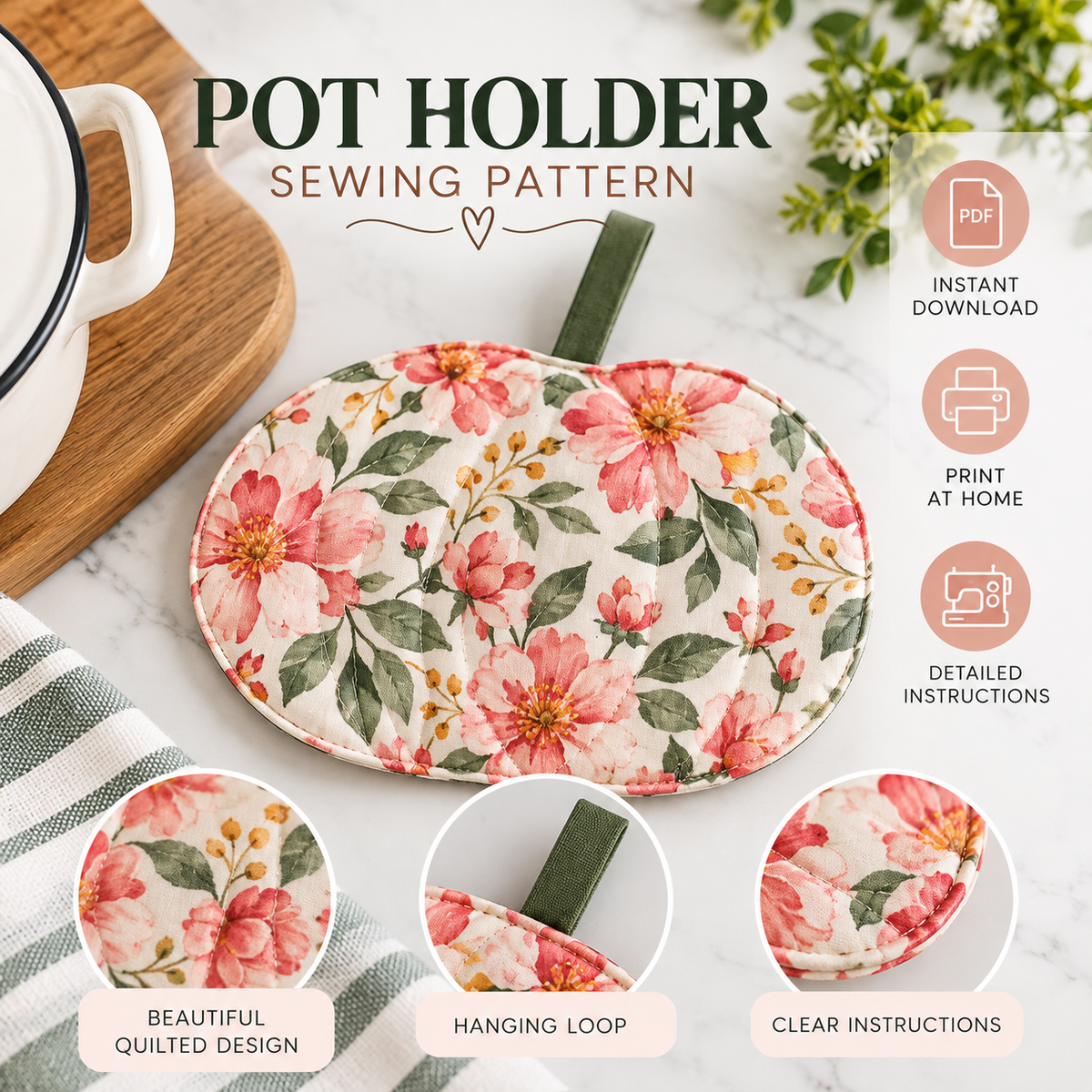 Pumpkin pot holder sewing pattern
