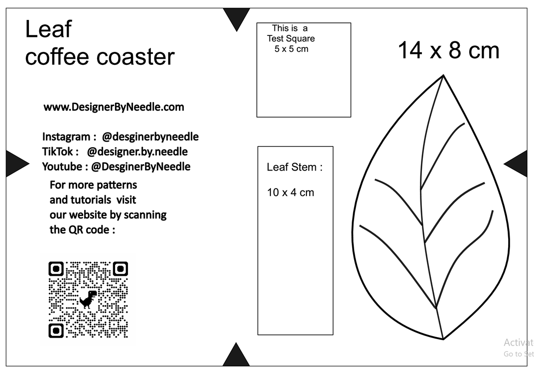Leaf coffee cup coaster - PDF Sewing Pattern